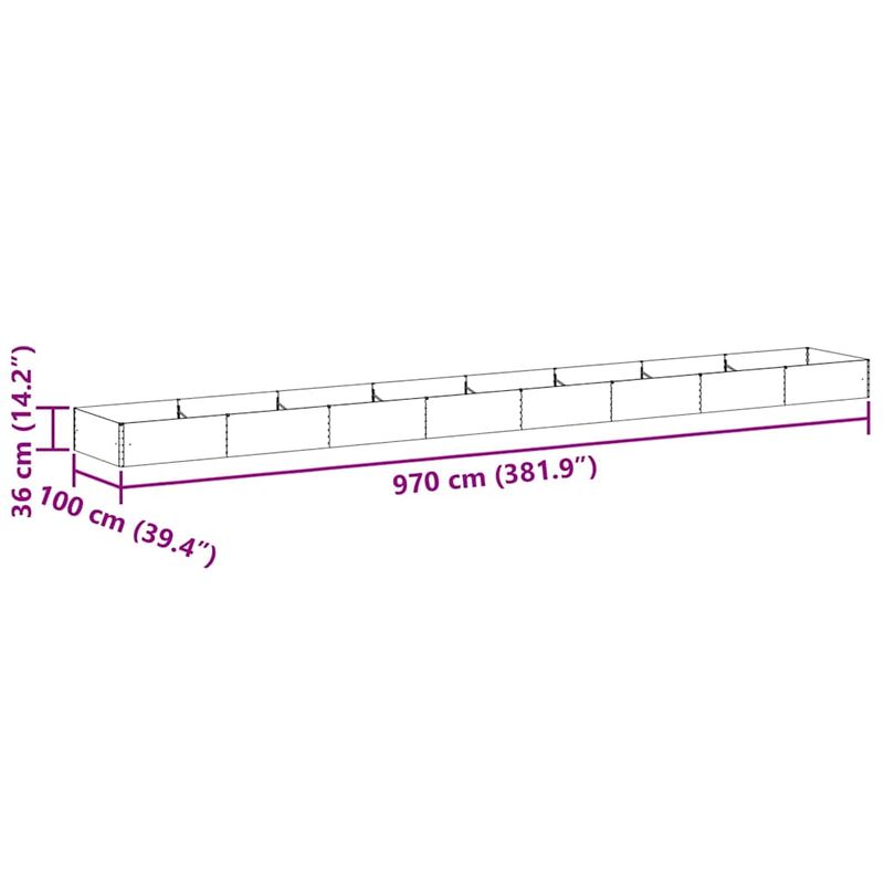 Casa si Gradina - Gradinarit si plante - Plante si ghivece - Ghivece si suporturi - Strat inaltat de gradina 970 x 100 x 36 cm Otel Galvanizat - Infinity.ro