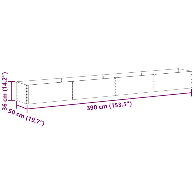 Casa si Gradina - Gradinarit si plante - Plante si ghivece - Ghivece si suporturi - Strat inaltat de gradina 390 x 50 x 36 cm Otel Galvanizat - Infinity.ro