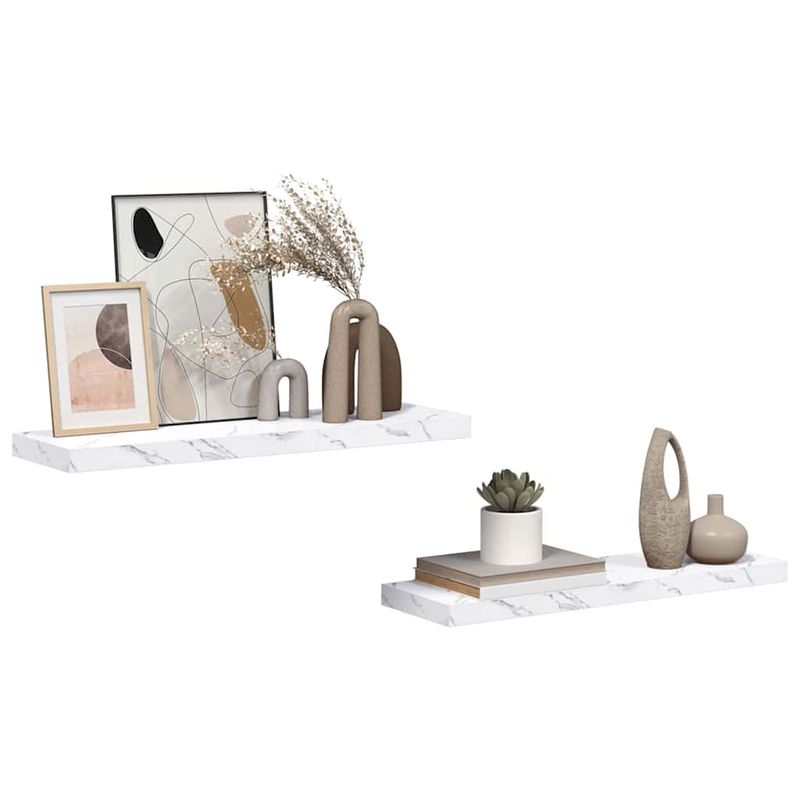 Casa si Gradina - Mobilier - Biblioteci si rafturi - Rafturi - Raft de perete Pe perete 2 pcs Marmura alba 80 x 23,5 x 4 cm - Infinity.ro