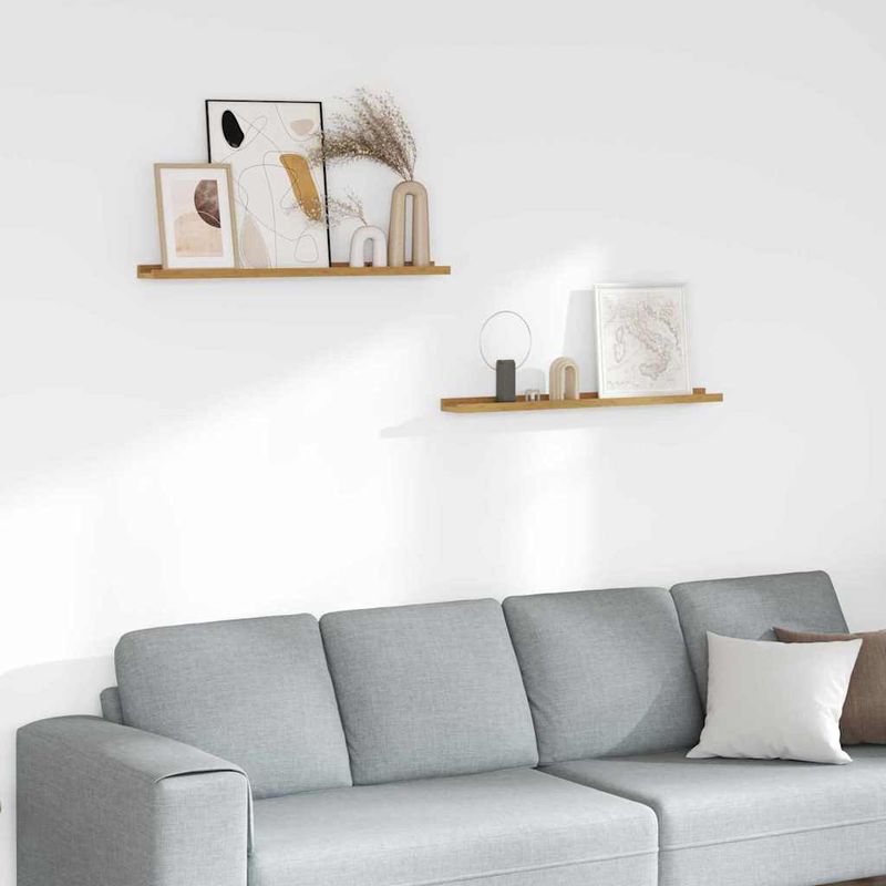 Casa si Gradina - Mobilier - Biblioteci si rafturi - Rafturi - Raft de perete cu raft 2 pcs Bej 80 x 9 x 3 cm Lemn compozit - Infinity.ro