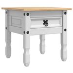 Casa si Gradina - Mobilier - Mese si birouri - Mese living - Masa laterala cu sertar Alb 50 x 50 x 50 cm Lemn de pin masiv - Infinity.ro