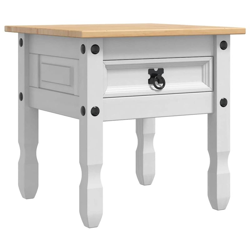 Casa si Gradina - Mobilier - Mese si birouri - Mese living - Masa laterala cu sertar Alb 50 x 50 x 50 cm Lemn de pin masiv - Infinity.ro