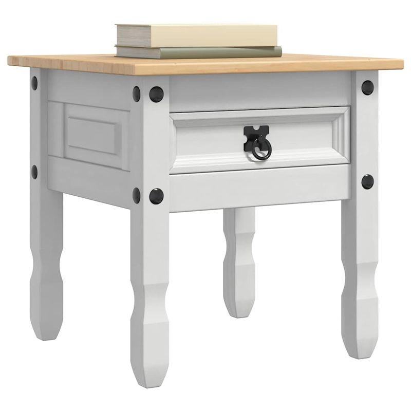 Casa si Gradina - Mobilier - Mese si birouri - Mese living - Masa laterala cu sertar Alb 50 x 50 x 50 cm Lemn de pin masiv - Infinity.ro