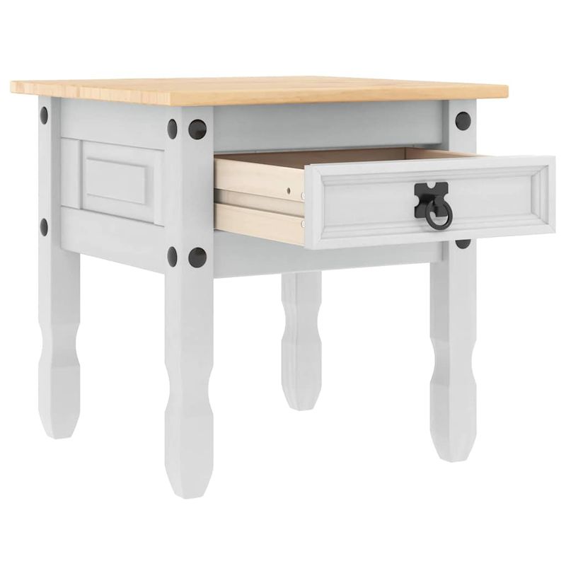 Casa si Gradina - Mobilier - Mese si birouri - Mese living - Masa laterala cu sertar Alb 50 x 50 x 50 cm Lemn de pin masiv - Infinity.ro