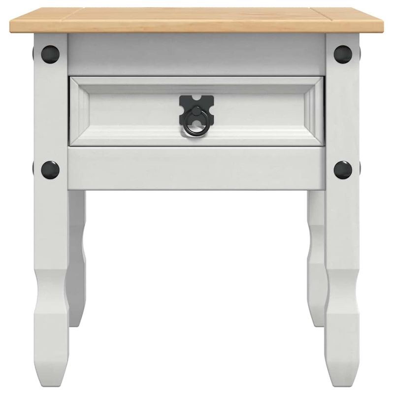 Casa si Gradina - Mobilier - Mese si birouri - Mese living - Masa laterala cu sertar Alb 50 x 50 x 50 cm Lemn de pin masiv - Infinity.ro