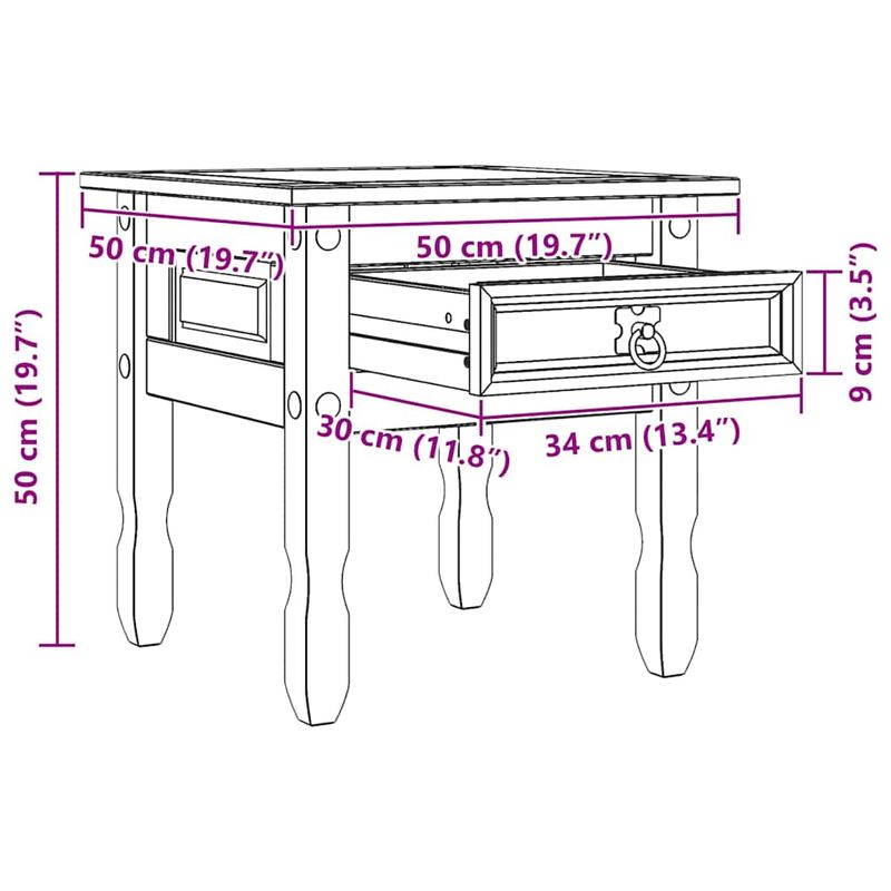 Casa si Gradina - Mobilier - Mese si birouri - Mese living - Masa laterala cu sertar Alb 50 x 50 x 50 cm Lemn de pin masiv - Infinity.ro