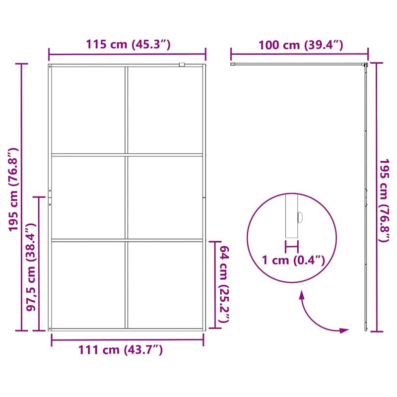 Casa si Gradina - Sanitare - Cazi si cabine de dus - Paravane si usi - Zid de dus walk-in Negru 115 x 195 cm sticla securizata - Infinity.ro