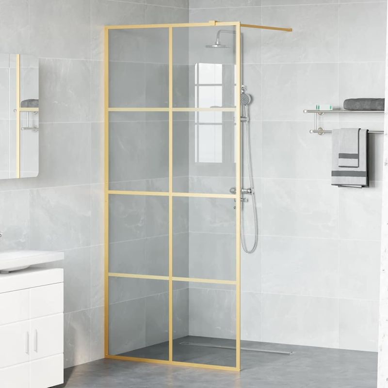 Casa si Gradina - Sanitare - Cazi si cabine de dus - Paravane si usi - Zid de dus walk-in Auriu 90 x 195 cm sticla securizata - Infinity.ro