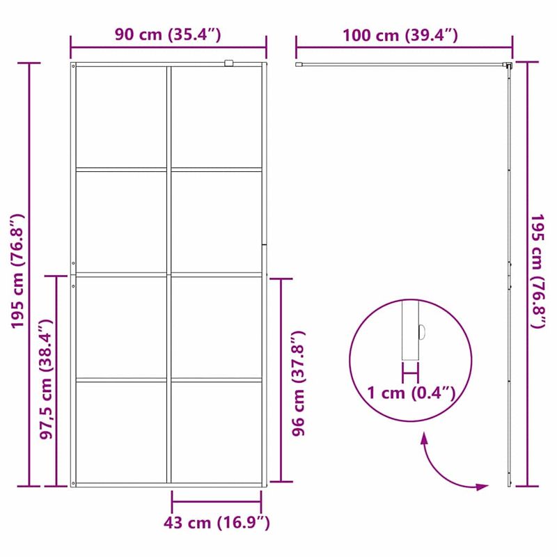 Casa si Gradina - Sanitare - Cazi si cabine de dus - Paravane si usi - Zid de dus walk-in Auriu 90 x 195 cm sticla securizata - Infinity.ro