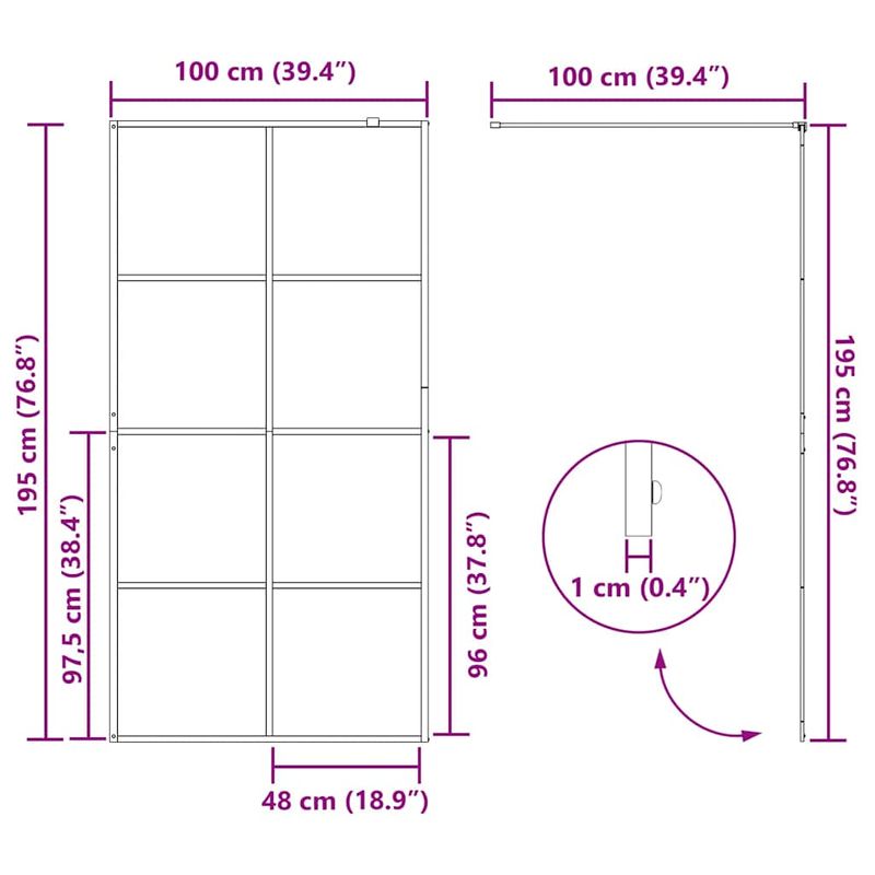 Casa si Gradina - Sanitare - Cazi si cabine de dus - Paravane si usi - Zid de dus walk-in Negru 100 x 195 cm sticla securizata - Infinity.ro