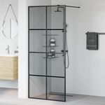 Casa si Gradina - Sanitare - Cazi si cabine de dus - Paravane si usi - Zid de dus walk-in Negru 90 x 195 cm sticla securizata - Infinity.ro