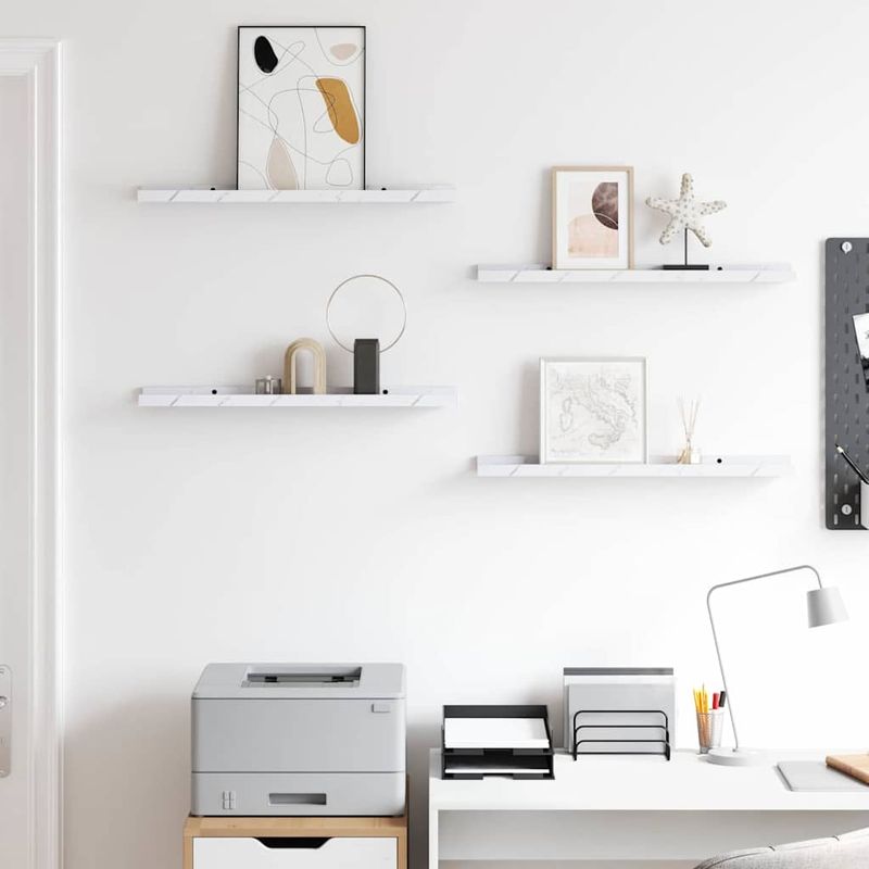 Casa si Gradina - Mobilier - Biblioteci si rafturi - Rafturi - Raft de perete 4 pcs Marmura alba 60 x 9 x 3 cm Lemn compozit - Infinity.ro