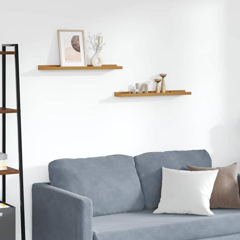 Casa si Gradina - Mobilier - Biblioteci si rafturi - Rafturi - Raft de perete cu raft 2 pcs Bej 60 x 9 x 3 cm Lemn compozit - Infinity.ro