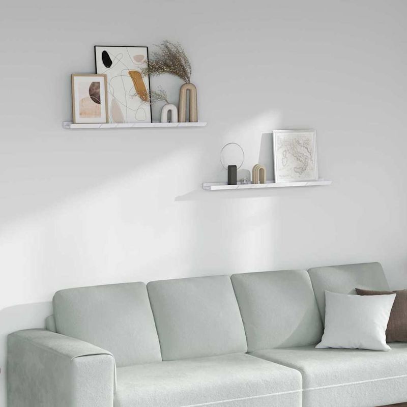 Casa si Gradina - Mobilier - Biblioteci si rafturi - Rafturi - Raft de perete 2 pcs Marmura alba 80 x 9 x 3 cm Lemn compozit - Infinity.ro