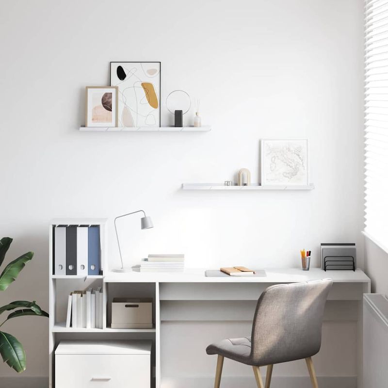 Casa si Gradina - Mobilier - Biblioteci si rafturi - Rafturi - Raft de perete 2 pcs Marmura alba 80 x 9 x 3 cm Lemn compozit - Infinity.ro