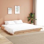 Casa si Gradina - Mobilier - Paturi si accesorii - Paturi - Cadru de pat natural 200 x 200 cm Lemn de pin masiv - Infinity.ro