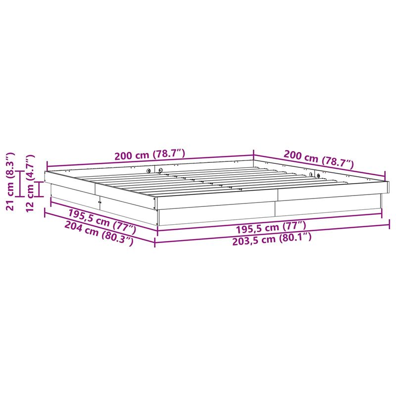 Casa si Gradina - Mobilier - Paturi si accesorii - Paturi - Cadru de pat natural 200 x 200 cm Lemn de pin masiv - Infinity.ro