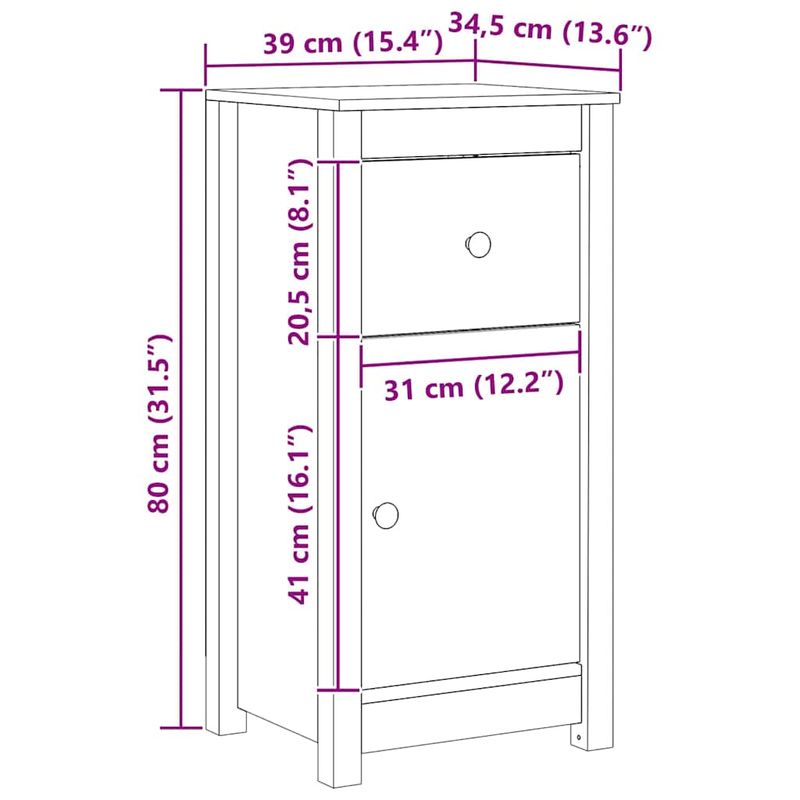 Casa si Gradina - Mobilier - Comode si corpuri - Comode - Bufet Maroniu cerat 39 x 34,5 x 80 cm Lemn de pin masiv - Infinity.ro