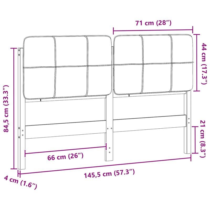 Casa si Gradina - Mobilier - Paturi si accesorii - Accesorii paturi - Tablie tapitata Maro si gri deschis 140 cm Lemn de pin masiv - Infinity.ro