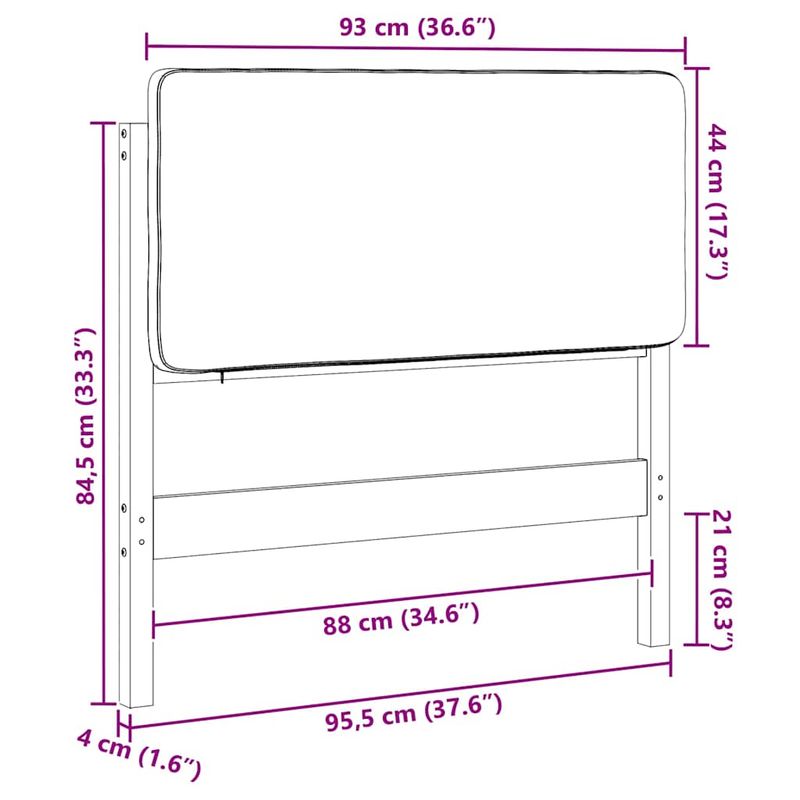 Casa si Gradina - Mobilier - Paturi si accesorii - Accesorii paturi - Tablie tapitata Maro si negru 90 cm Lemn de pin masiv - Infinity.ro