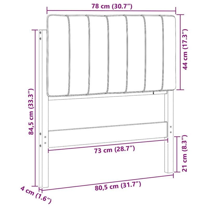 Casa si Gradina - Mobilier - Paturi si accesorii - Accesorii paturi - Tablie de pat tapitata Maro si negru 75 cm Lemn de pin masiv - Infinity.ro
