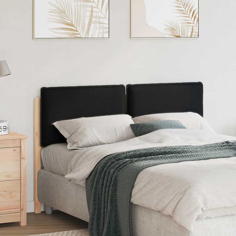 Casa si Gradina - Mobilier - Paturi si accesorii - Accesorii paturi - Tablie de pat tapitata Natural si Negru 140 cm Lemn de pin masiv - Infinity.ro