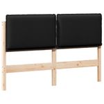 Casa si Gradina - Mobilier - Paturi si accesorii - Accesorii paturi - Tablie de pat tapitata Natural si Negru 140 cm Lemn de pin masiv - Infinity.ro