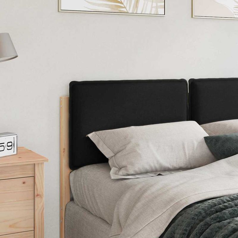 Casa si Gradina - Mobilier - Paturi si accesorii - Accesorii paturi - Tablie de pat tapitata Natural si Negru 140 cm Lemn de pin masiv - Infinity.ro