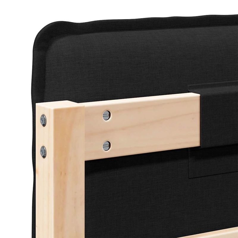 Casa si Gradina - Mobilier - Paturi si accesorii - Accesorii paturi - Tablie de pat tapitata Natural si Negru 140 cm Lemn de pin masiv - Infinity.ro