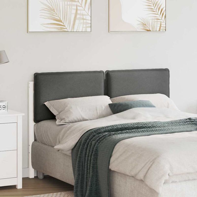 Casa si Gradina - Mobilier - Paturi si accesorii - Accesorii paturi - Tablie de pat tapitata Alb si gri deschis 135 cm Lemn de pin masiv - Infinity.ro