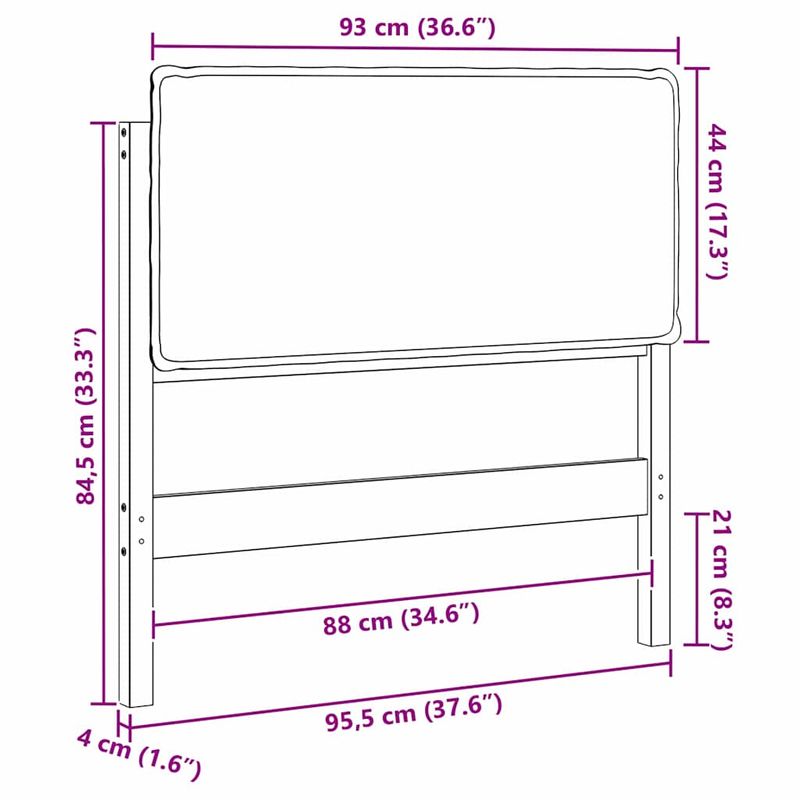 Casa si Gradina - Mobilier - Paturi si accesorii - Accesorii paturi - Tablie de pat tapitata Alb si gri deschis 90 cm Lemn de pin masiv - Infinity.ro