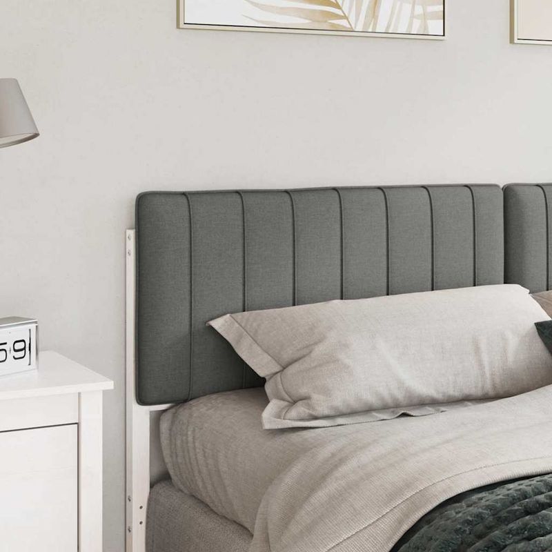 Casa si Gradina - Mobilier - Paturi si accesorii - Accesorii paturi - Tablie de pat tapitata Alb si gri deschis 180 cm Lemn de pin masiv - Infinity.ro