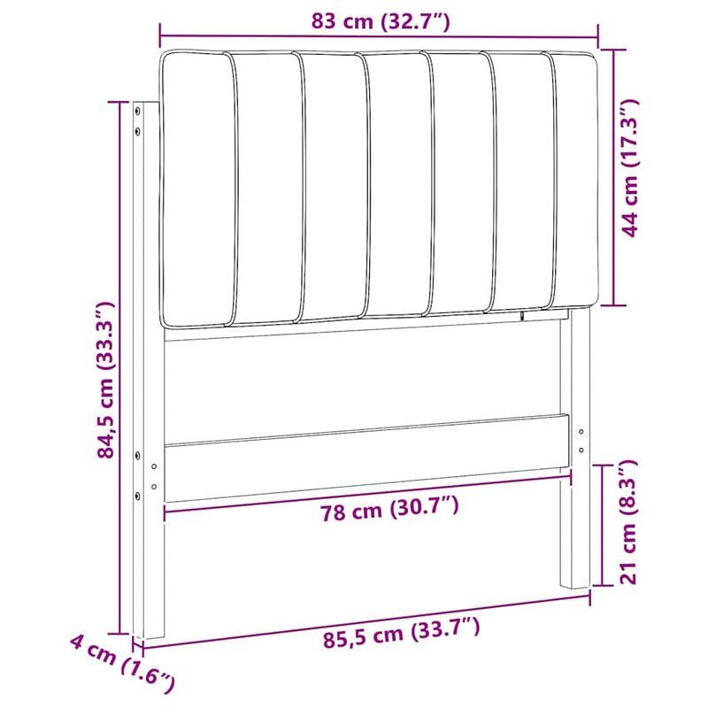 Casa si Gradina - Mobilier - Paturi si accesorii - Accesorii paturi - Tablie de pat tapitata Maro si gri inchis 80 cm Lemn de pin masiv - Infinity.ro
