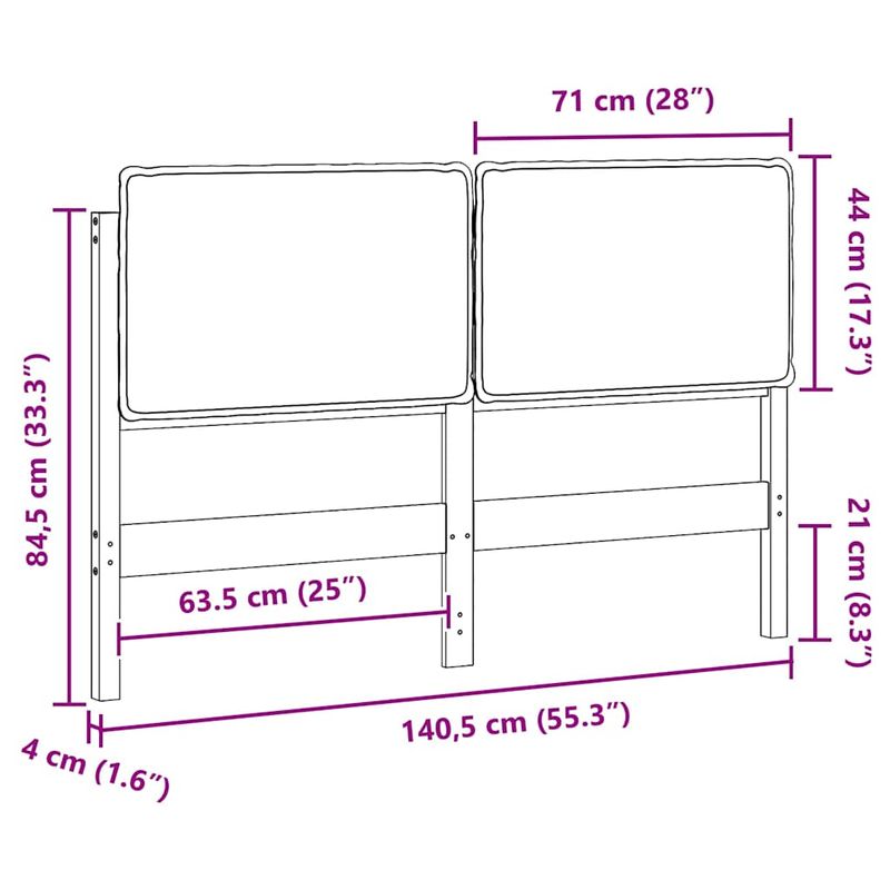 Casa si Gradina - Mobilier - Paturi si accesorii - Accesorii paturi - Tablie de pat tapitata Gri natural si deschis 135 cm Lemn de pin masiv - Infinity.ro