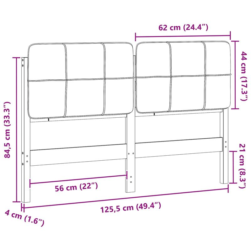 Casa si Gradina - Mobilier - Paturi si accesorii - Accesorii paturi - Tablie de pat tapitata Alb si gri deschis 120 cm Lemn de pin masiv - Infinity.ro