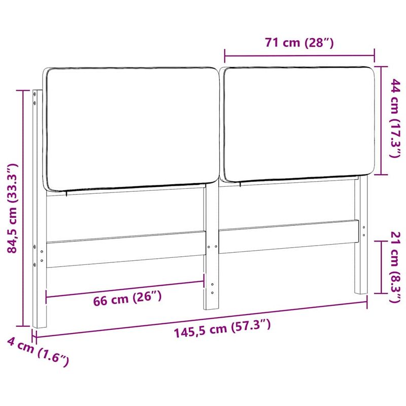 Casa si Gradina - Mobilier - Paturi si accesorii - Accesorii paturi - Tablie de pat tapitata Alb si gri deschis 140 cm Lemn de pin masiv - Infinity.ro