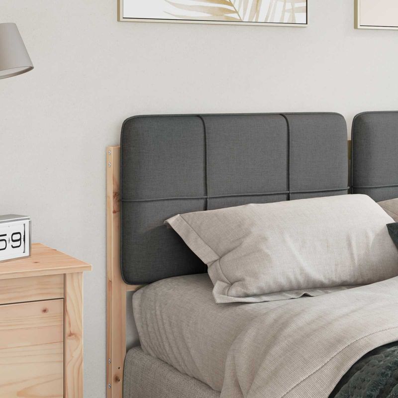 Casa si Gradina - Mobilier - Paturi si accesorii - Accesorii paturi - Tablie de pat tapitata Maro si gri deschis 120 cm Lemn de pin masiv - Infinity.ro