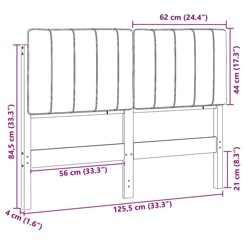 Casa si Gradina - Mobilier - Paturi si accesorii - Accesorii paturi - Tablie de pat tapitata Alb si gri deschis 120 cm Lemn de pin masiv - Infinity.ro