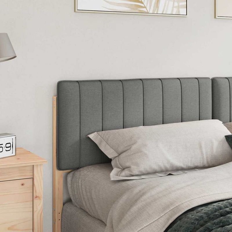 Casa si Gradina - Mobilier - Paturi si accesorii - Accesorii paturi - Tablie de pat tapitata Maro si gri deschis 200 cm Lemn de pin masiv - Infinity.ro