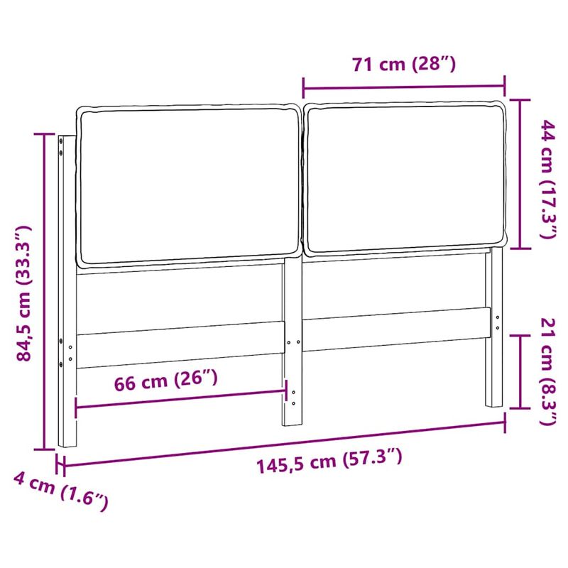 Casa si Gradina - Mobilier - Paturi si accesorii - Accesorii paturi - Tablie de pat tapitata Alb si gri deschis 140 cm Lemn de pin masiv - Infinity.ro