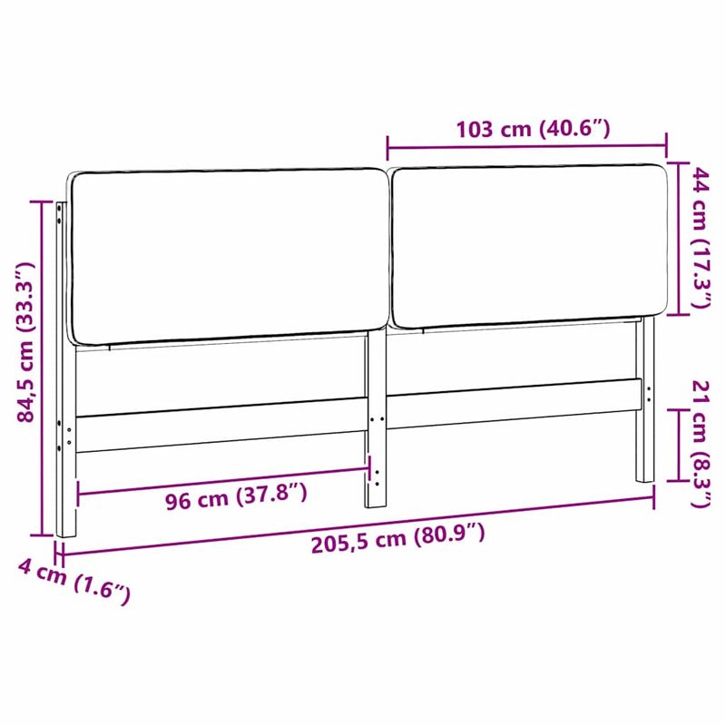 Casa si Gradina - Mobilier - Paturi si accesorii - Accesorii paturi - Tablie de pat tapitata Alb si gri deschis 200 cm Lemn de pin masiv - Infinity.ro