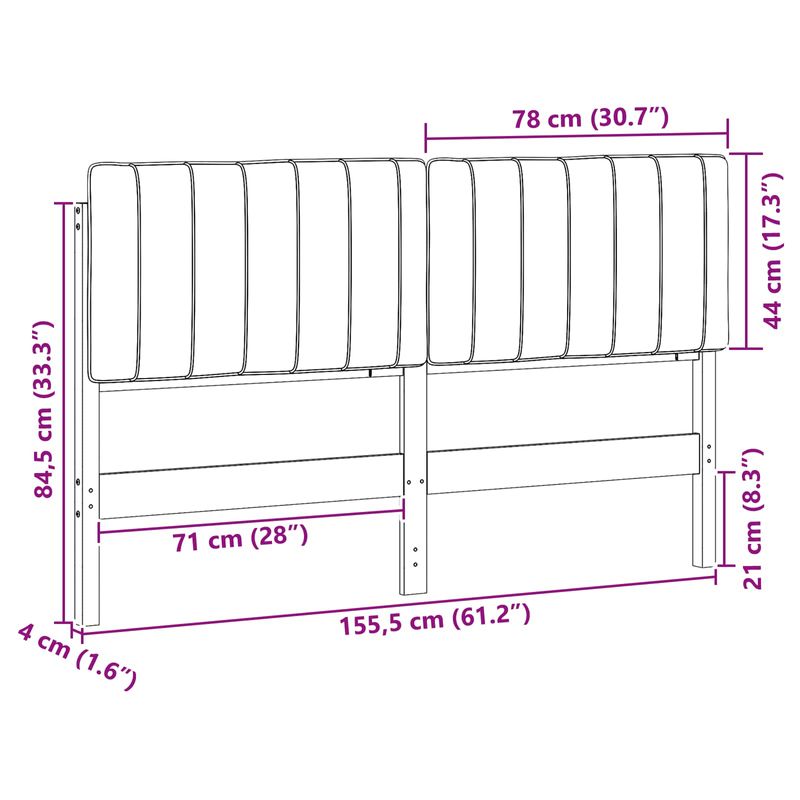 Casa si Gradina - Mobilier - Paturi si accesorii - Accesorii paturi - Tablie de pat tapitata Maro si negru 150 cm Lemn de pin masiv - Infinity.ro