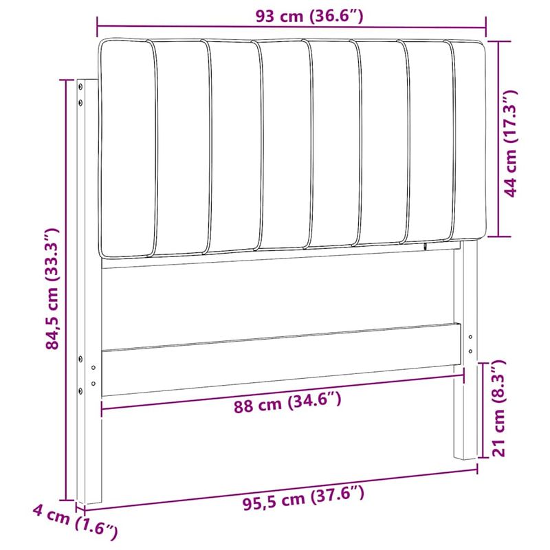 Casa si Gradina - Mobilier - Paturi si accesorii - Accesorii paturi - Tablie de pat tapitata Maro si negru 90 cm Lemn de pin masiv - Infinity.ro