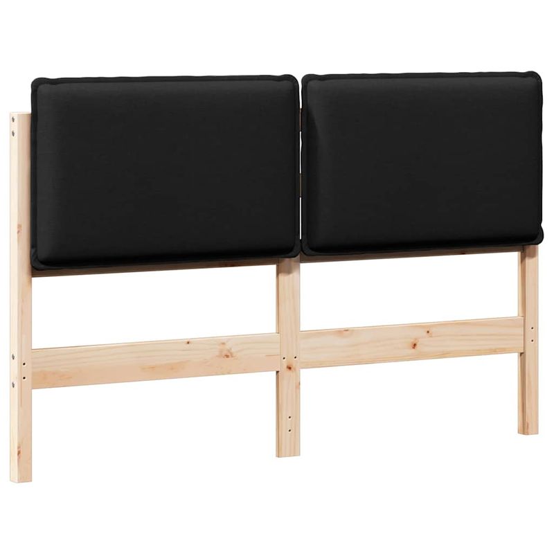 Casa si Gradina - Mobilier - Paturi si accesorii - Accesorii paturi - Tablie de pat tapitata Natural si Negru 150 cm Lemn de pin masiv - Infinity.ro