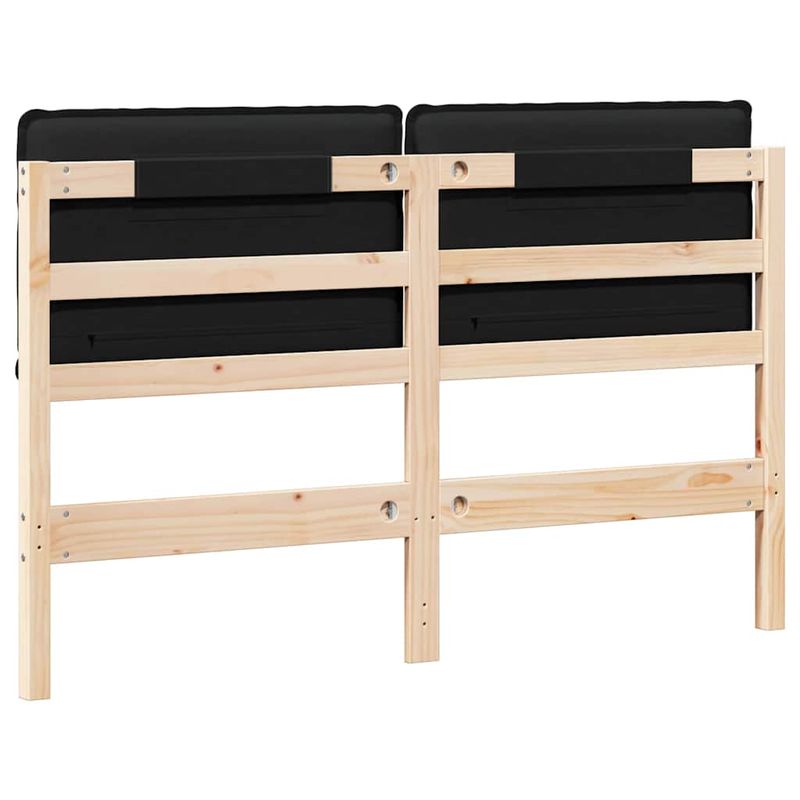 Casa si Gradina - Mobilier - Paturi si accesorii - Accesorii paturi - Tablie de pat tapitata Natural si Negru 150 cm Lemn de pin masiv - Infinity.ro