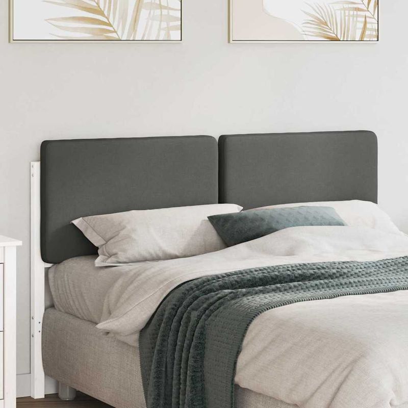Casa si Gradina - Mobilier - Paturi si accesorii - Accesorii paturi - Tablie de pat tapitata Alb si gri deschis 120 cm Lemn de pin masiv - Infinity.ro