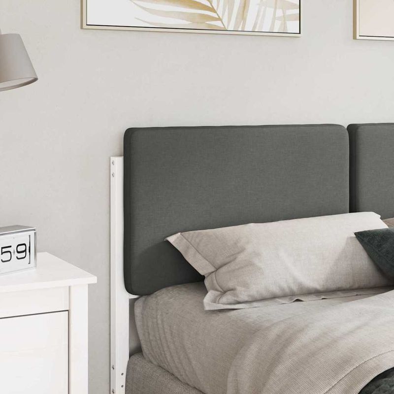 Casa si Gradina - Mobilier - Paturi si accesorii - Accesorii paturi - Tablie de pat tapitata Alb si gri deschis 120 cm Lemn de pin masiv - Infinity.ro