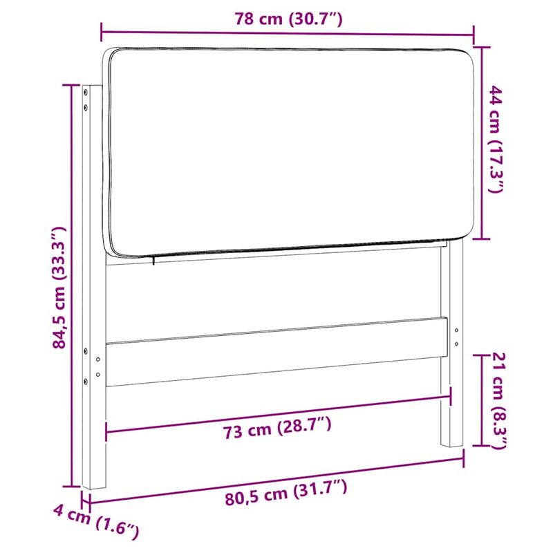 Casa si Gradina - Mobilier - Paturi si accesorii - Accesorii paturi - Tablie de pat tapitata Maro si negru 75 cm Lemn de pin masiv - Infinity.ro