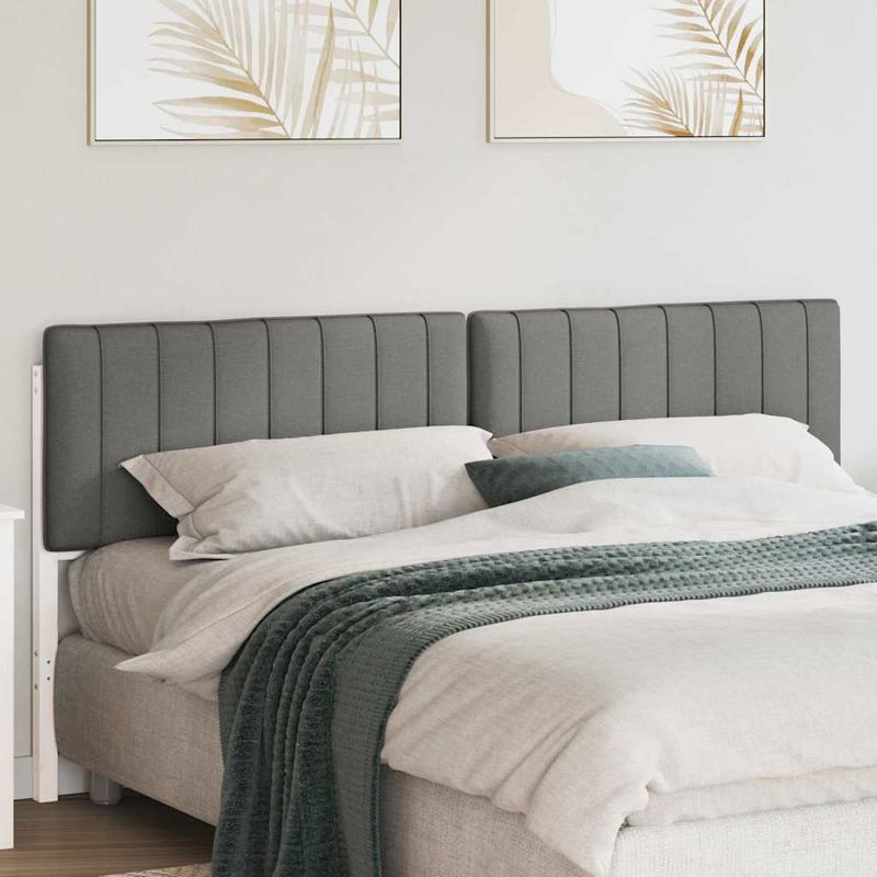 Casa si Gradina - Mobilier - Paturi si accesorii - Accesorii paturi - Tablie de pat tapitata Alb si gri deschis 200 cm Lemn de pin masiv - Infinity.ro