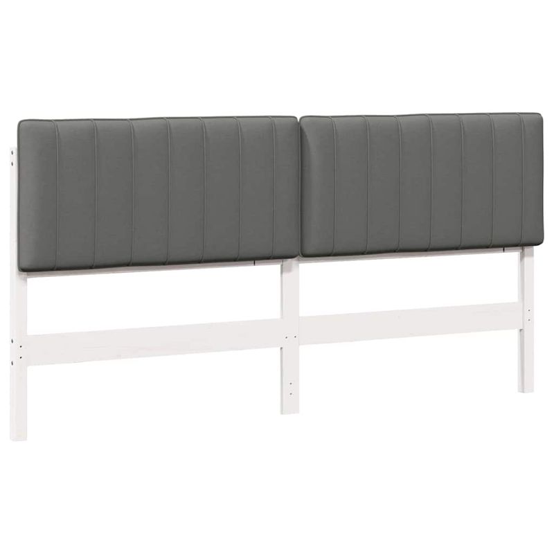 Casa si Gradina - Mobilier - Paturi si accesorii - Accesorii paturi - Tablie de pat tapitata Alb si gri deschis 200 cm Lemn de pin masiv - Infinity.ro